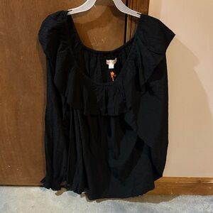 Knox Rose Black Ruffled Blouse